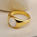 Fashion 18K Gold-Plated Oval Shell Women's Ring Designer Jewelry for Women's Gifts