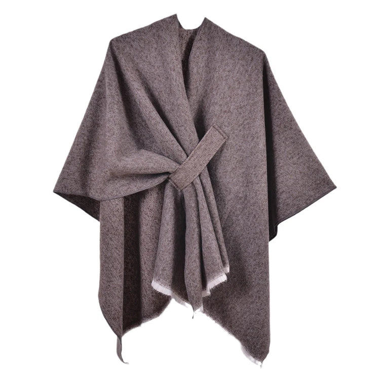 Customized Autumn Winter Ladies Poncho Cape Scarf Shawl Plaid Pattern Polyester for Women Fashion Blanket