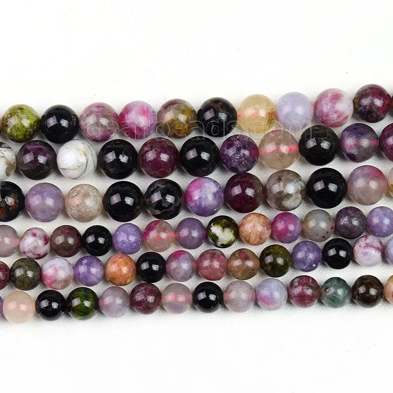 Genuine Real Rainbow Mix Tourmaline Beads Natural Stone Crystal Bead for Jewelry Making 4mm 6mm 8mm 10mm