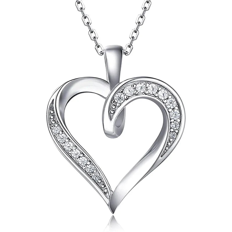 High Quality Simple Design S925 Sterling Silver Hollow Heart Shape Necklace Women Girl XDH0140