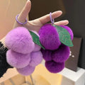 Cute Rex Rabbit Fur Grape Keychain Pendant Soft Cartoon Doll Plush Keychains Small Gift for Wholesale