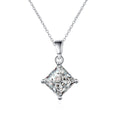 Wish Jewelry White Gold Plated Luxury 2ct Princess Cut Moissanite Pendant in 925 Sterling Silver Cubic Zirconia Necklace