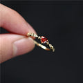 Vintage Women Design Ring Red Gemstone Gold Plated Jewelry Ring with Zircon Stone