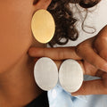 Hiphop Rock 18k Gold Plated Stainless Steel Big Circle Shaped Stud Earrings Geometric Fashion Jewelry