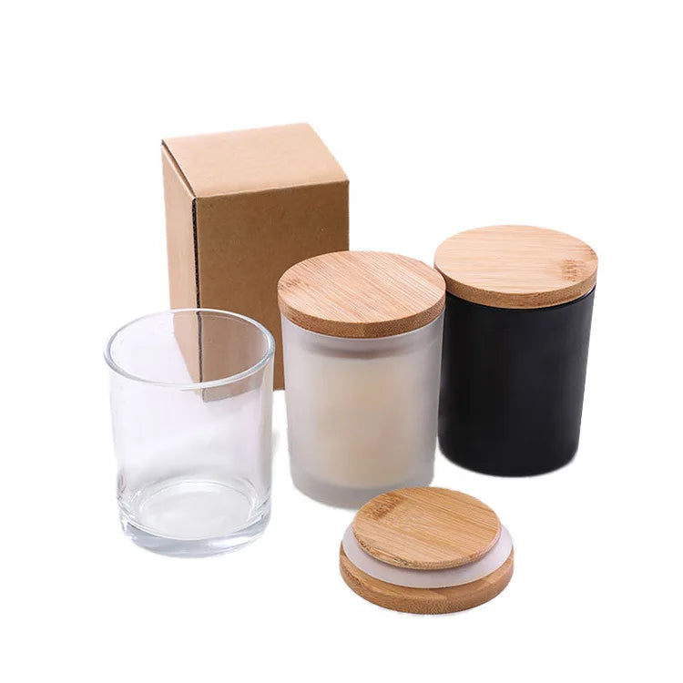 Wholesale Custom Modern 6oz 10oz 14oz Bulk Large Empty Frosted Matte Black Clear Glass Container Candle Jars with Lids