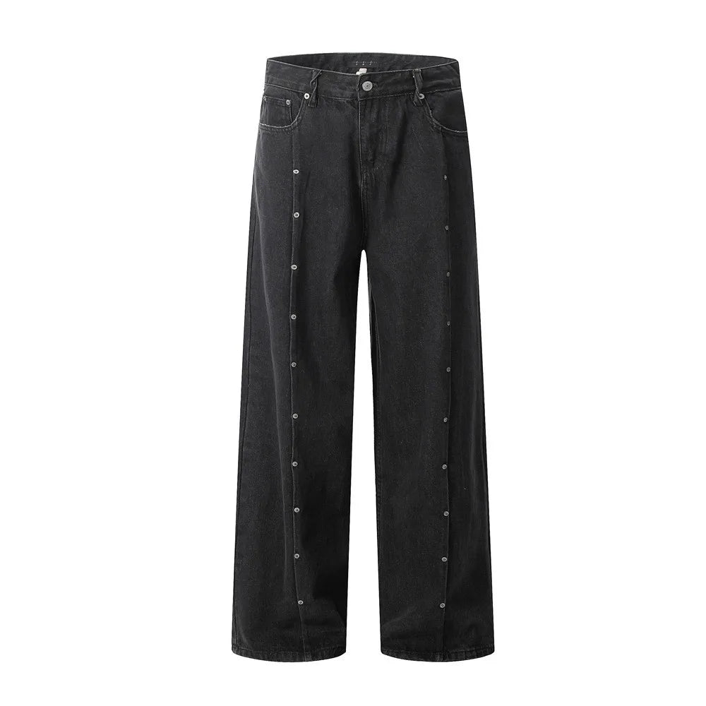 Fashion Men's High Street Jeans Are Decorated With Unique Rivet Design  Hip Hop Fitting Straight Leg Men's Jeans