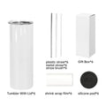 RTS 20oz Sublimation Tumbler with Plastic Metal Straw Rubber Bottom Straw Brush 6pcs/ctn