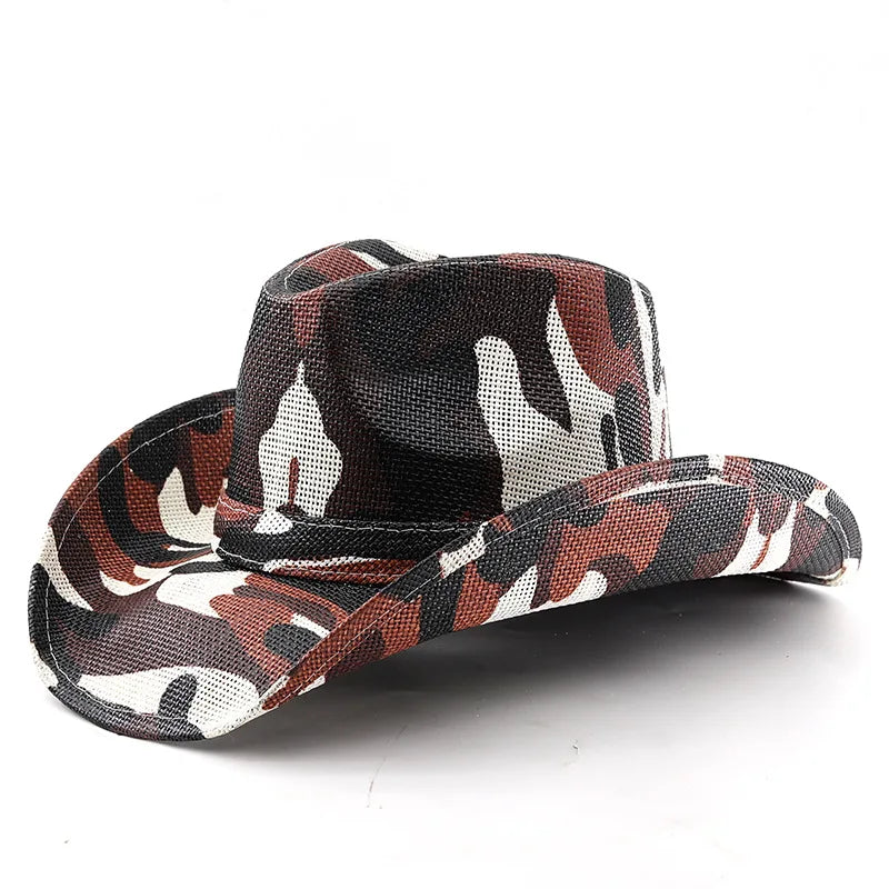 2025 New Arrival Fashion Scrawl Jazz Straw Sun Hat for Men Factory Wholesale Custom Retro Western Cowboy Riding Horse Riding