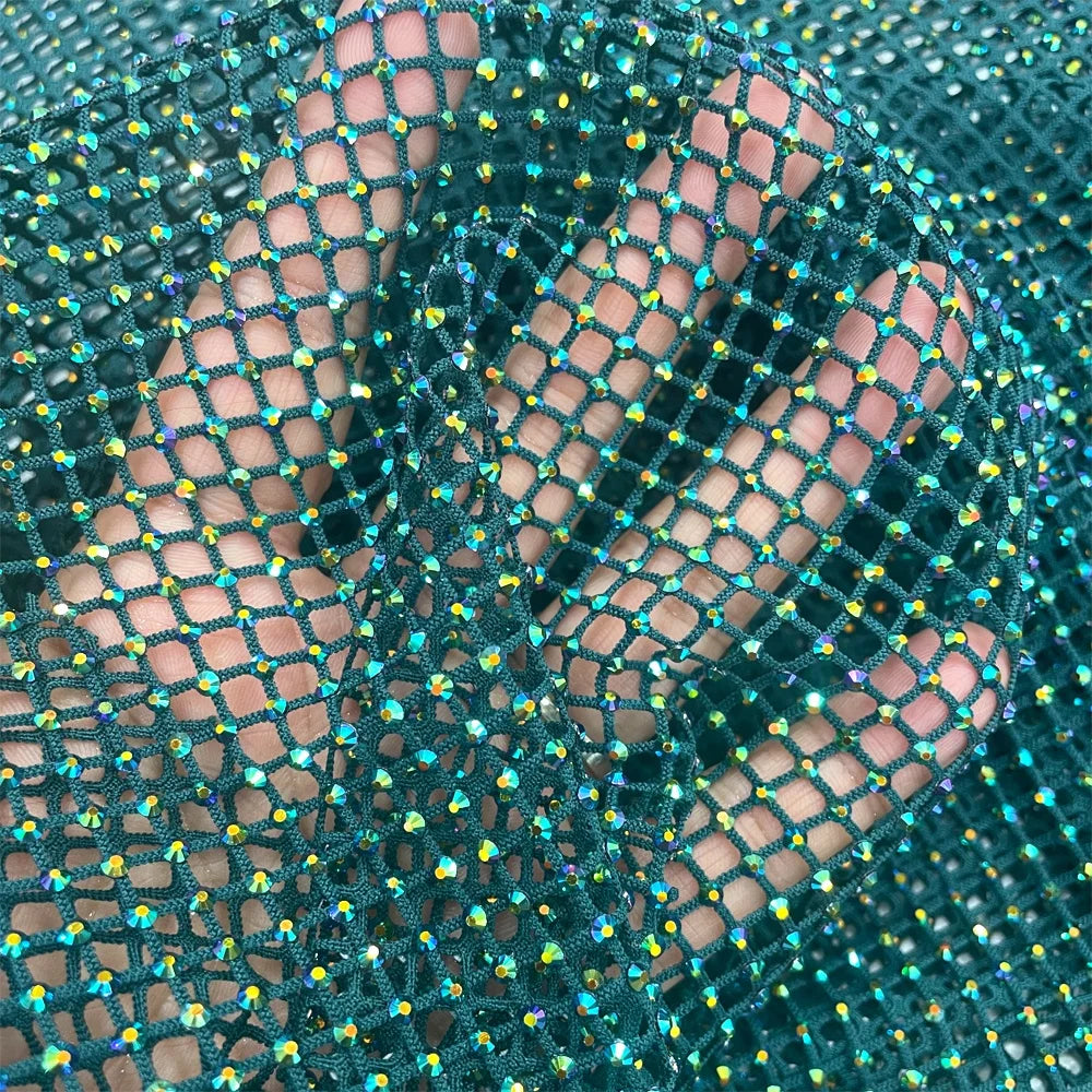 S556  Bling Hot Fix Rhinestone Mesh Fabric Trendy Customized Crystal for Dress