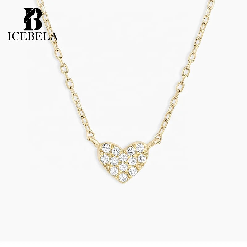 925 Sterling Silver Custom Sweet Unique Korean Valentine's Day Fine Jewelry Zircon Mini Heart Pendant Necklaces for Women