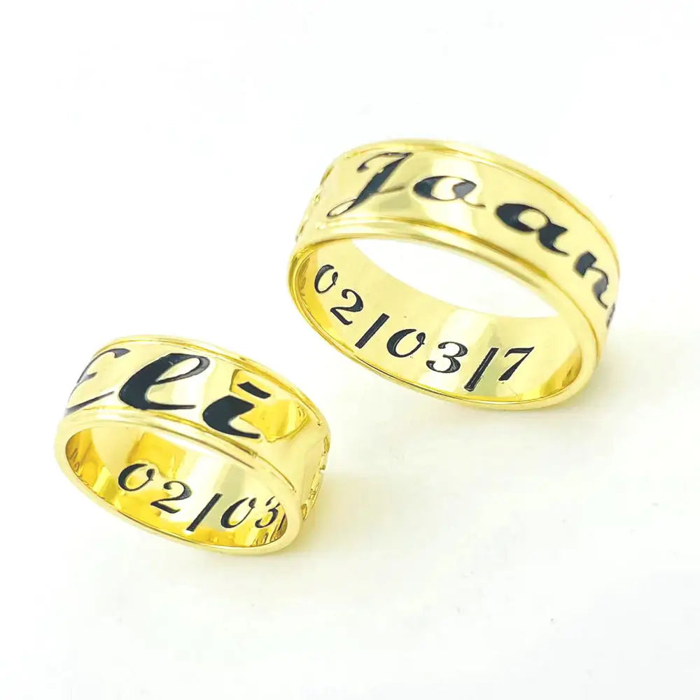 JX283 Personalized Name Ring Initial Birthday Couple Wedding Engagement Gift Jewelry Customize Band Ring Women Men Kid Boy Girl