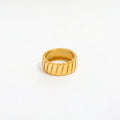 Joolim Wholesale 18K Gold Plated Bevel Pattern Stainless Steel Band Rings for Women Jewelry