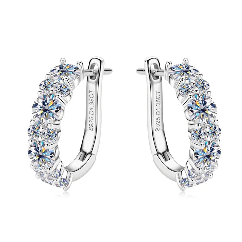 Fine Jewelry Grade D Moissanite Diamond Hoop Earrings 925 Sterling Silver Gold Plated Moissanite Huggie Earrings