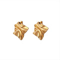 INS Simple Stainless Steel 18K Gold Plated Geometric Fold Shaped Earring Titanium Steel IP Personalized Irregular Square Earring