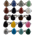 Bohemian Natural Irregular Crystal Stone Adjustable Ring Silver Plated Raw Gemstone Statement Finger Rings for Women Gift