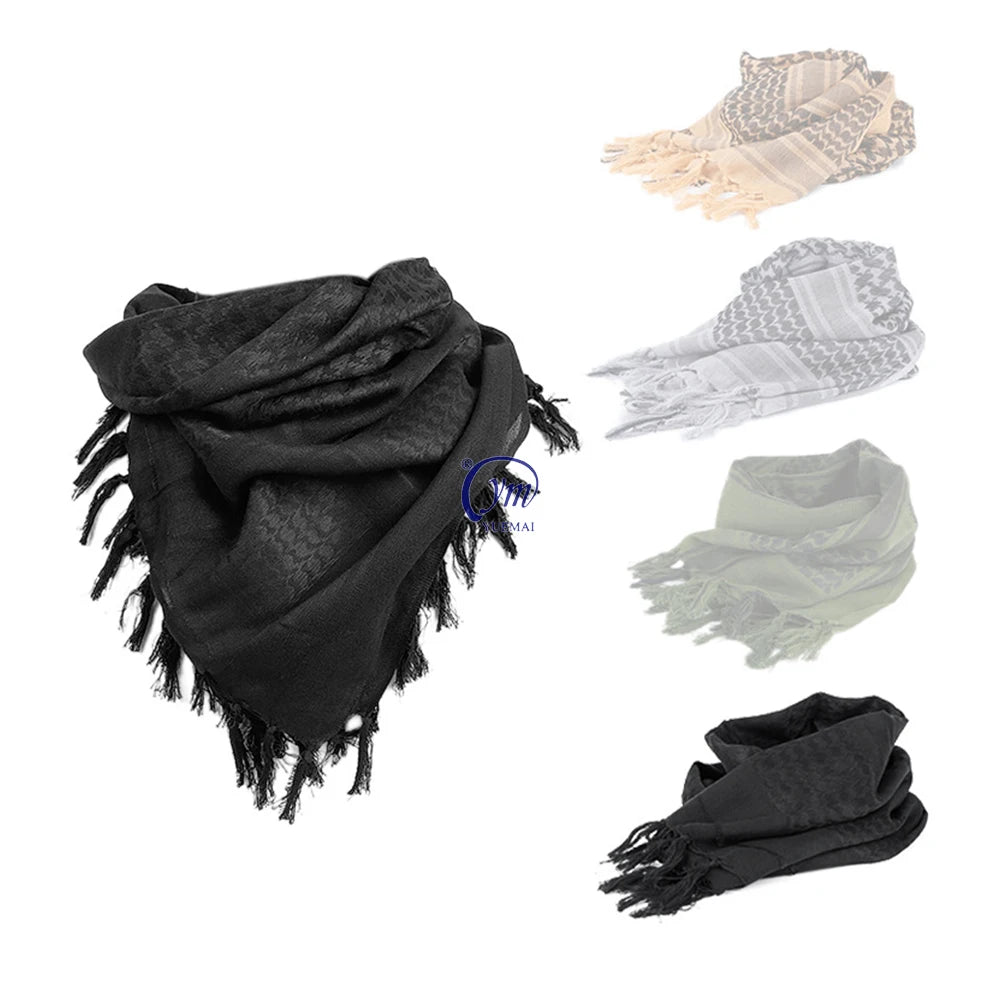 Mens Lightweight Cotton 110*110 cm Outdoor Tactical Arab Scarf Desert Windproof Shemagh Scarf