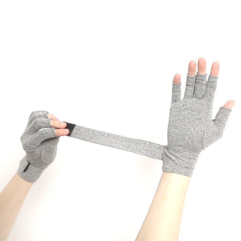 Half Finger Cotton Spandex Gloves with Anti-Slip for Arthritis Relief Gym Cycling & Outdoor Fitness-Unisex