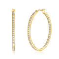 Huge 2 Carat Diamond Fine Sterling Silver Gold Plated  Hoop Moissanite Women Large Earrings