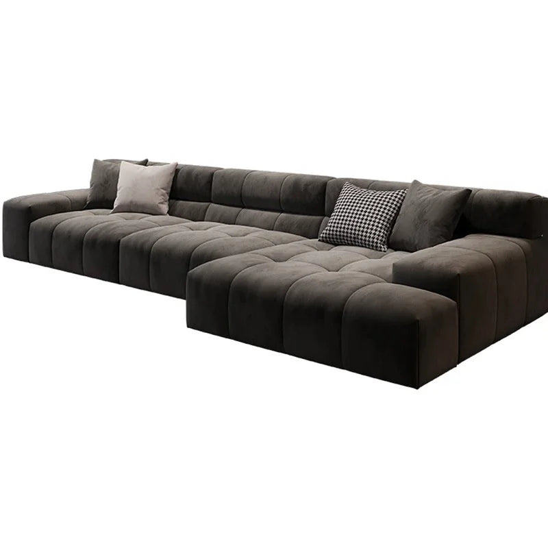 Louis Danny Modern Casual Italian Frosted Fabric Puff Sofa Set Stainless Steel Leg for Gym Furniture