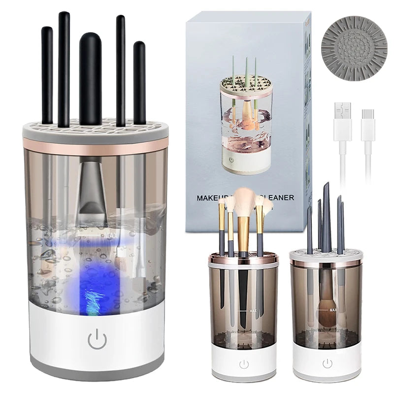 Portable Automatic Make up Brush Cleaner and Dryer Device Spinning Makeup Brush Washer Electric Makeup Brush Cleaner