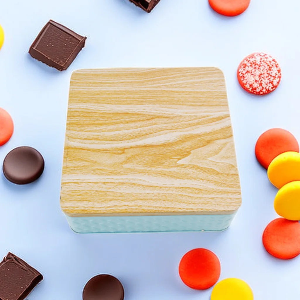 RTS 170*170*60 mm Brand Chocolate Metal Container square Empty Cookie Packaging Box Metal Cookie Jar Metal