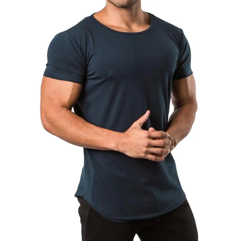 Wholesale Gym Clothing Cotton Spandex Mens Short Sleeve Fitted Fitness T-shirt Performance Custom Printed Tee Shirt Gym T Shirt