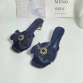 Diamond Butterfly Gladiator Black Open Toe Women's High Heels Mules Ladies Summer Sandals with Rhinestone Upper