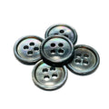 Natural Color Mother of Pearl Shell Buttons 4-Holes Flatback Style with Round Pattern Polished Black Mop for Shirt Decoration