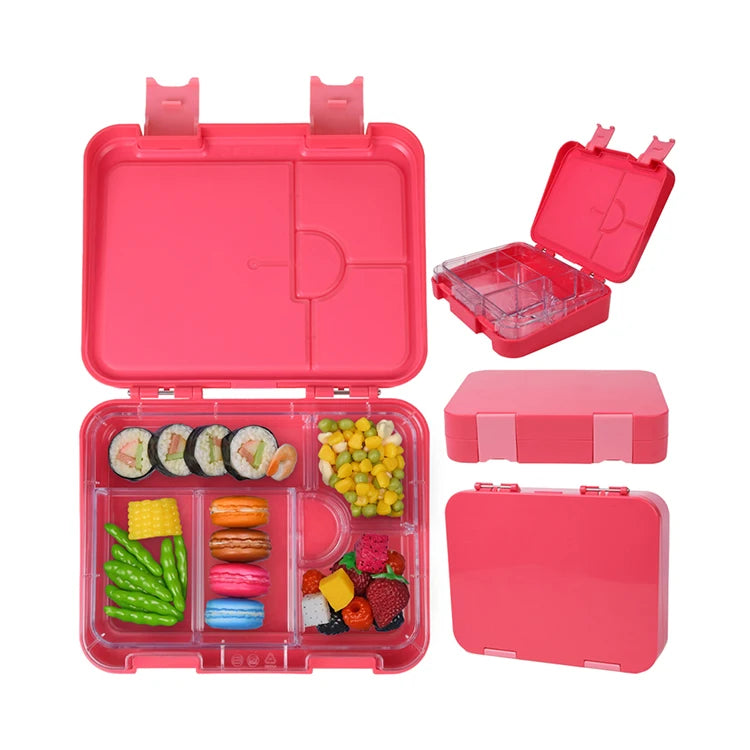 BPA Free Microwave Safe Tritan Plastic Lunch Box Set 4 to 6 Compartment Reusable Sealed Kids Bento Toddler Lunch Box
