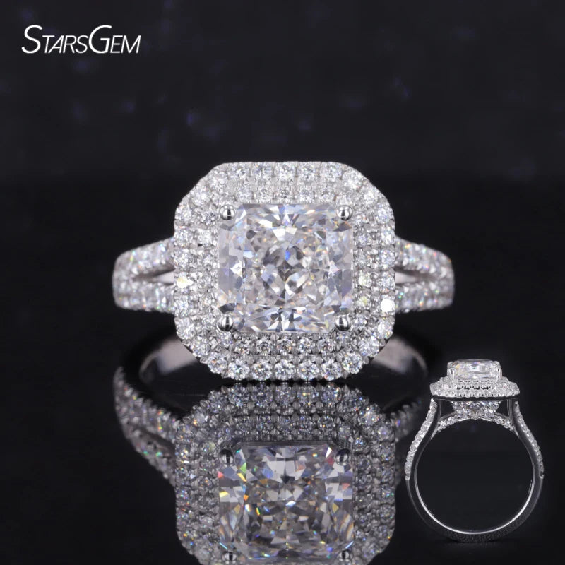 Starsgem 18K White Gold Radiant Cut Lab Grown Diamond Engagement Ring