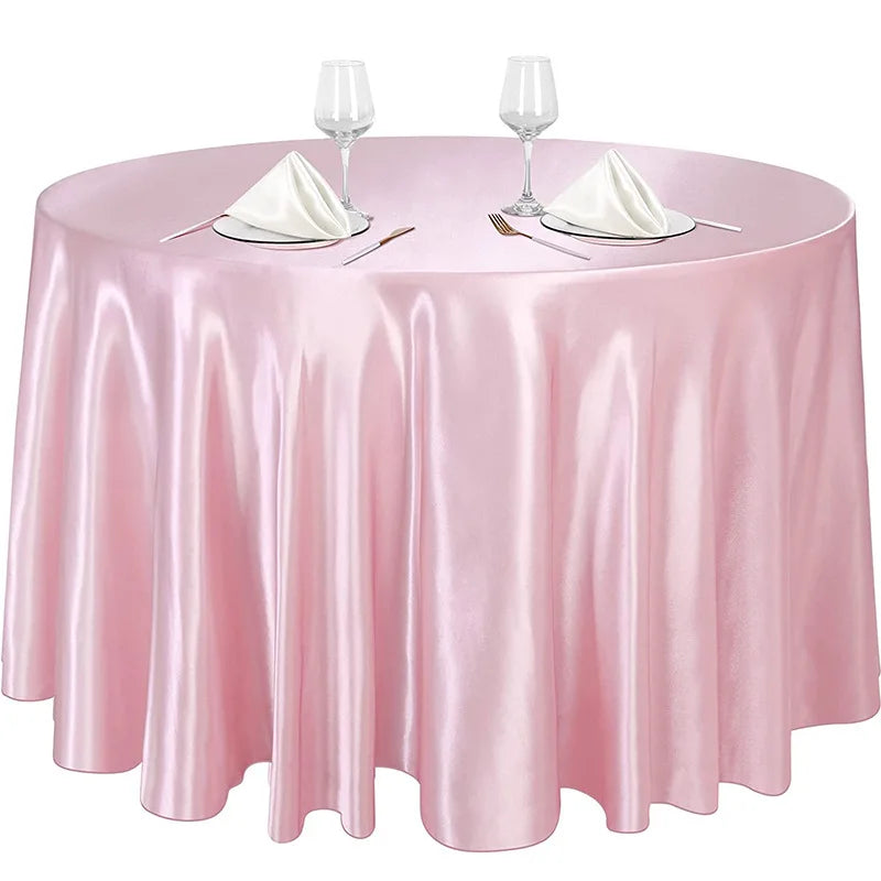 Multi-size Soft and Smooth Polyester Satin Round Tablecloth Solid Color Table Skirt Wedding Round Table Cover