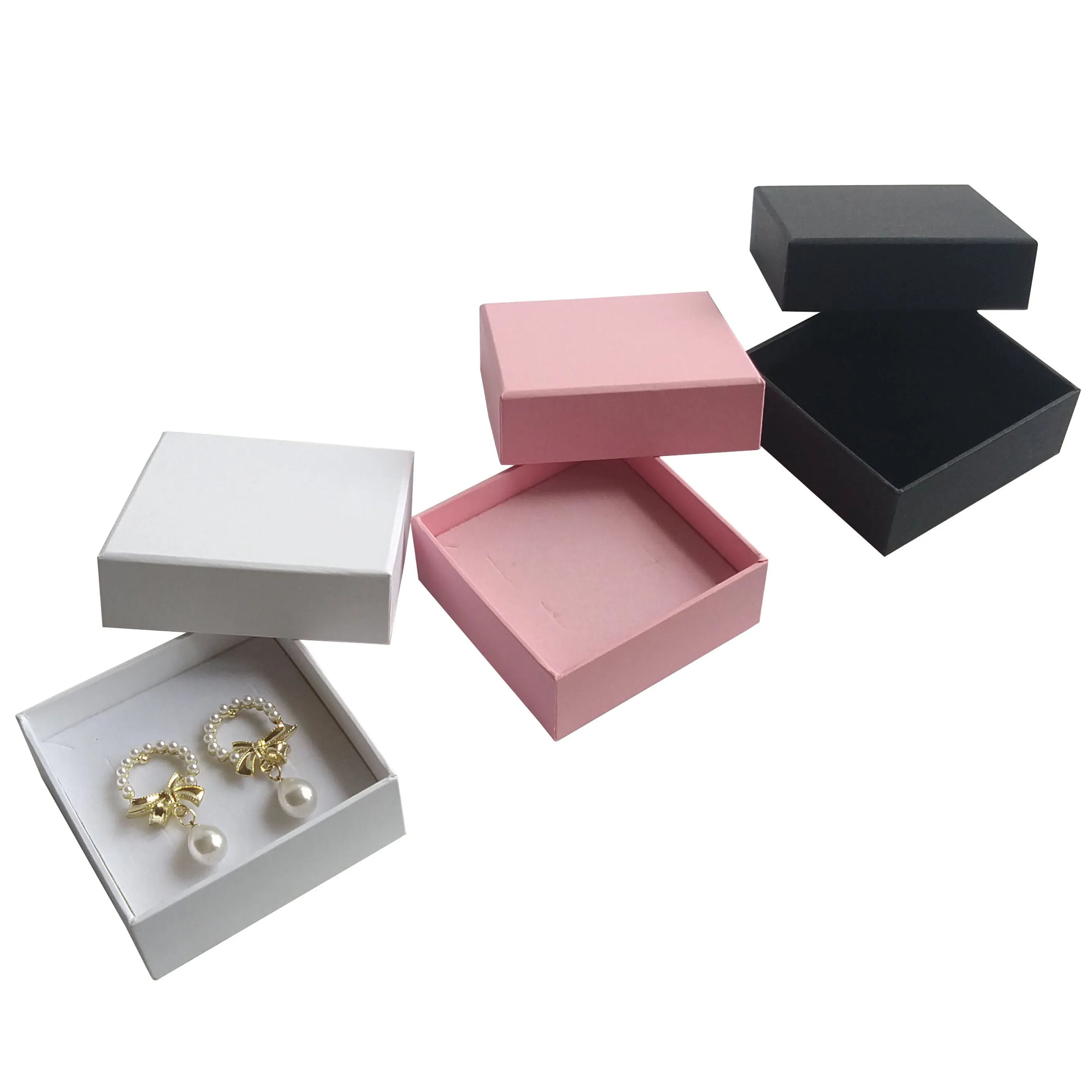 ROGOOD 8x8x3cm Factory Sell Two Pcs Lid and Base Fine Jewelry Ring Earrings Necklace Bracelet Use Cardboard Packaging Box P2112