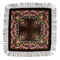 90*90 cm Square Ethnic Floral Printed Shawl Scarf Thick Russian Twill Polyester With Fringe for Women