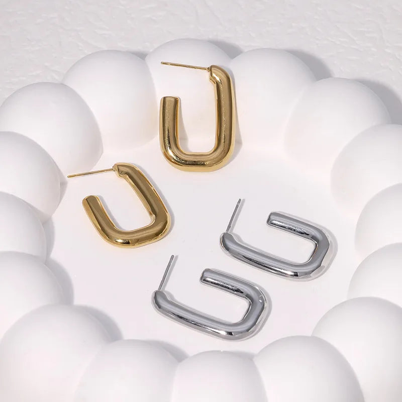 Beimai OEM Earrings 18K Gold-plated Non-fading Titanium Steel Hoop Earrings