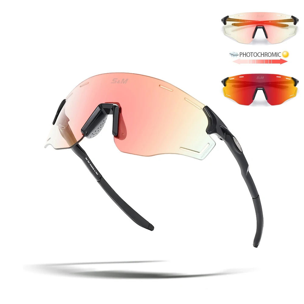 New Arrival TR90 Frame Cycling Glasses Photochromic Sports Sunglasses with HD TAC Lens Ciclismo UV 400 Protection Sunglasses Set