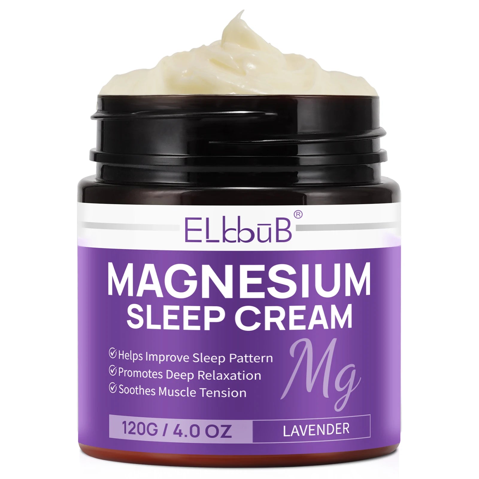 ELBBUB Private Label Moisturizing Body Lotion Lavender Magnesium Cream for Sleep Muscle Soreness Cramps with Shea Butter