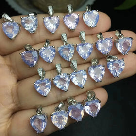 Purple Chalcedony Pendant Natural Crystal S925 Purple Chalcedony Pendant for Decoration