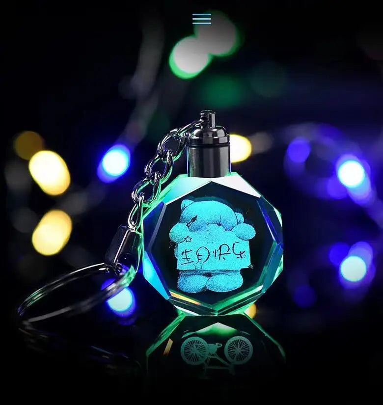 Custom Photo Key Chain with Led Light Mini Led Keychain Flashlight Ked Light Car Logo Crystal Keychain Keyring Memorial Gift
