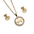 Trend Titanium Stainless Steel Geometric Gold Pendant Earrings Necklace Jewelry Set
