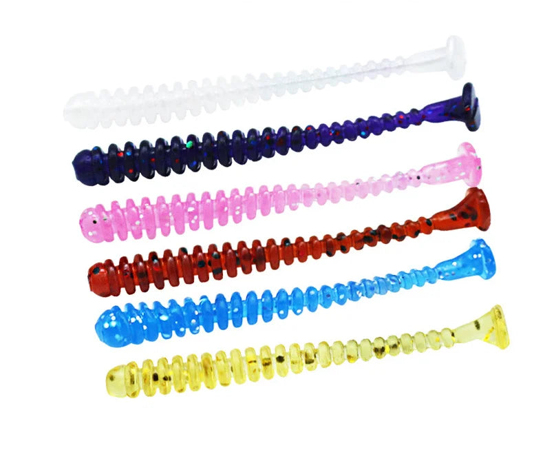 30pcs/pack Silicone Lures Curly Worm Swimmer Soft Bait 42mm Jigging Wobblers Fishing Lure for Pike Trout Bass Fishing Tackle