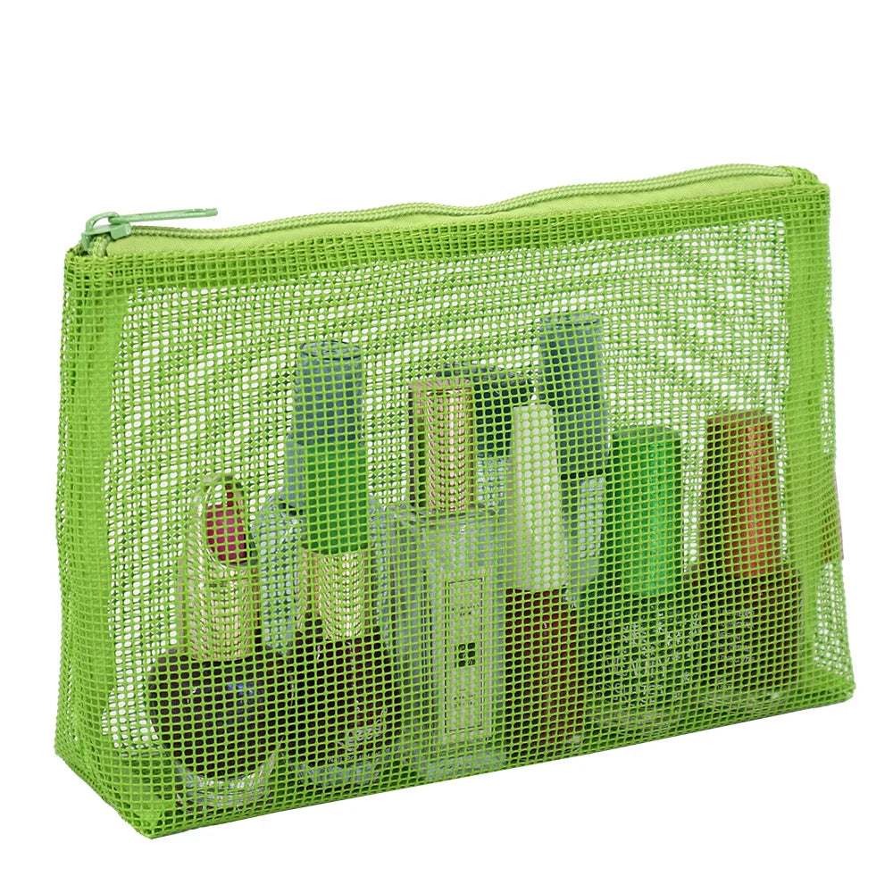Promotional Plastic Mesh Makeup Toiletry Bag with Private Label Logo Custom Mesh Cosmetic Toilet Organizer Zipper Bag Promotion