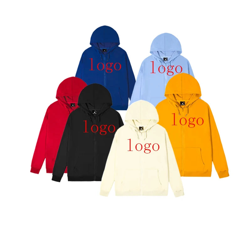 Custom Zip up Hoodie Embroidery  Manufacturer Wholesale Unisex Customization Tracksuits Custom Printed Zip up Hoodie