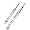 Kitchen Stainless Steel Cooking Tweezers Food Long Tong with Serrated Round Tips Food Tweezer