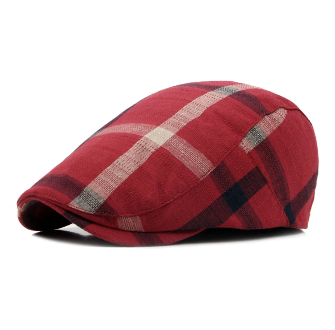 Men's Casual Plaid Poly Cotton Newsboy Ivy Cabbie Golf Gatsby Cap Hat