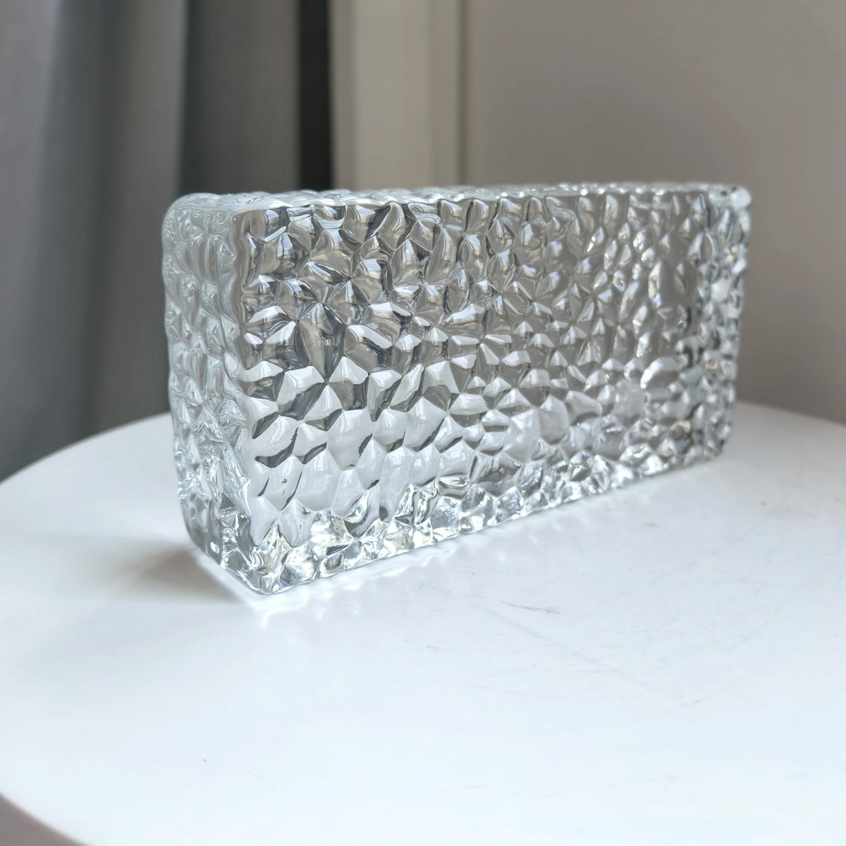 Modern Design Patterned Transparent Solid Glass Brick Clear Ocean Wave Ice Block for Luxury Home Office Room Divider Wall Panel MegaBDM
