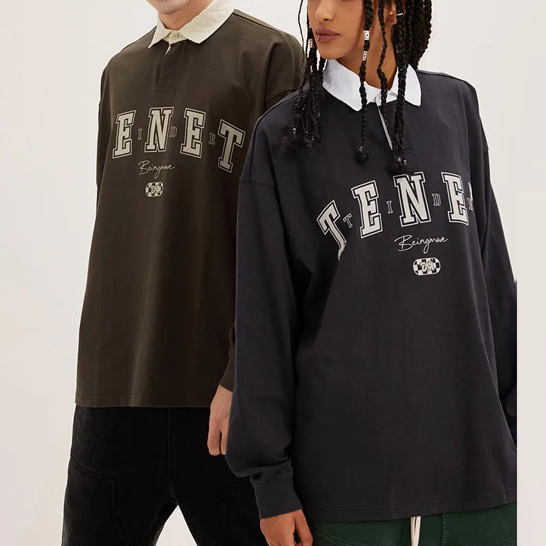 Thick Gsm Heavyweight Oversized Long Sleeve Cotton Polyester Polo Shirts Sweatshirt Unisex Men's Formal T-shirts
