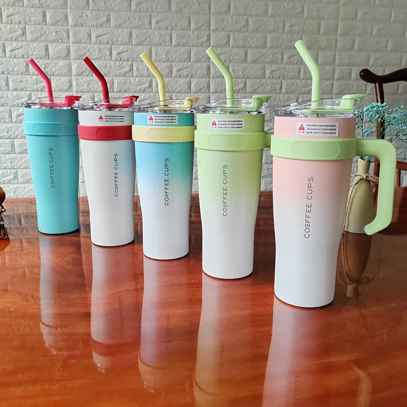 Cups 40oz Travel Mug Vacuum Sport Custom Logo Stainless Steel Tumbler With Handle and Straw Coffee Termos Outdoor Cup Diy Bottle