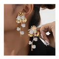 Bohemian Holiday Style Three-dimensional Flower Pendant Earrings Fashion Design New Color Enamel Leaf Earrings Women