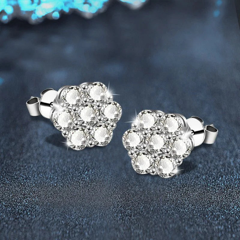 Women's Fine Dangle Fashion Jewelry GRA Certificate 925 Sterling Silver Third Party Appraisal Moissanite Stud Earrings