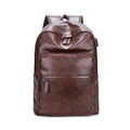 New Luxury Designer 15.6 Inch Leather Backpack for Men Light Brown Waterproof with USB Charging Port and Zipper Closure